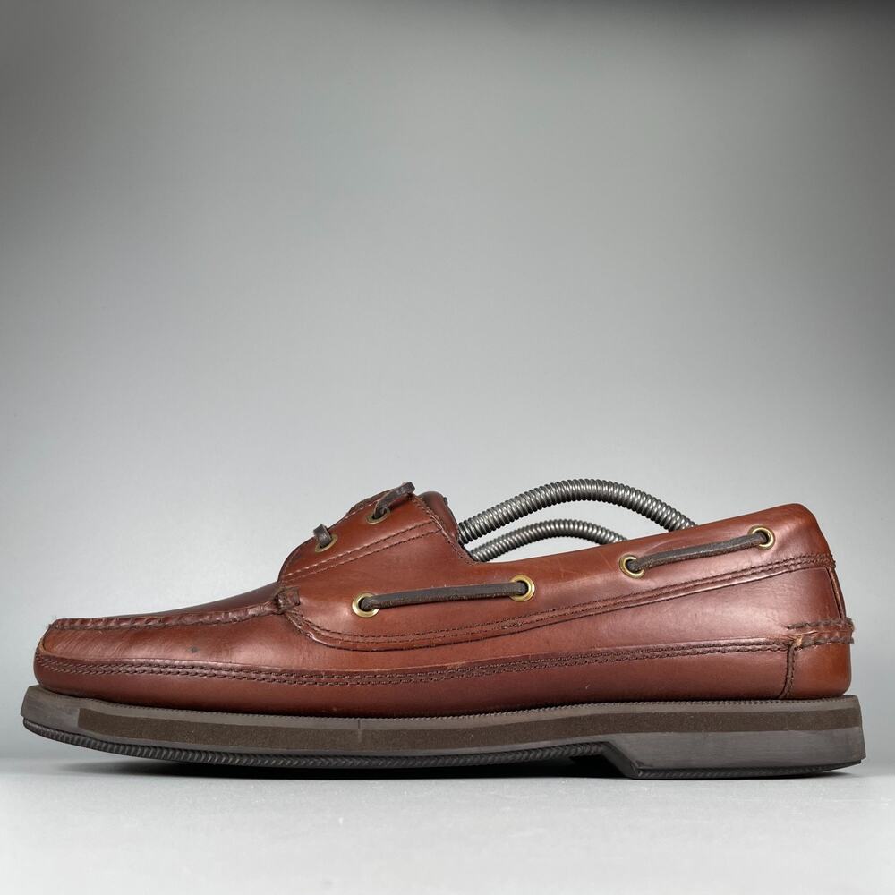 G.H. Bass Men's Size 12 M Brown Leather Lace Up 2 Eye Boat Shoes Casual Loafers